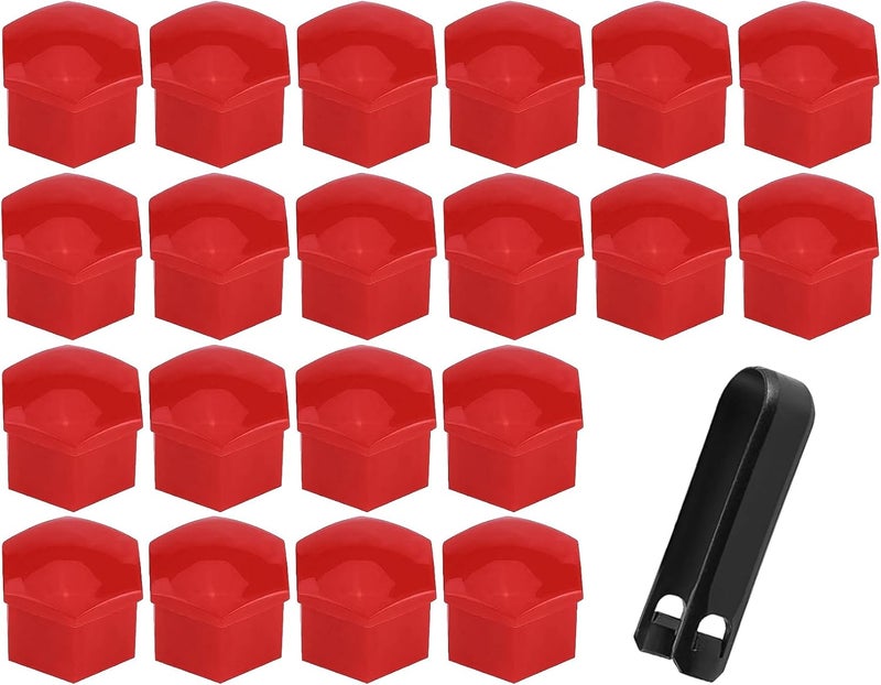 Lyxheth 20PCS Lug Nut Covers, Bolt Covers Caps, Auto Hub Screw Protector with Remover Tool, 21 mm Inner Hex Wheel Bolt Dust Caps Cover Decorative Car Accessories Universal for Most Cars (Red, 21mm) - Image 1